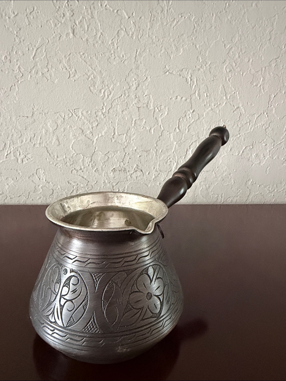 CopperBull Turkish Copper Coffee Pot Cezve Ibrik Hand Engraved 4” never used